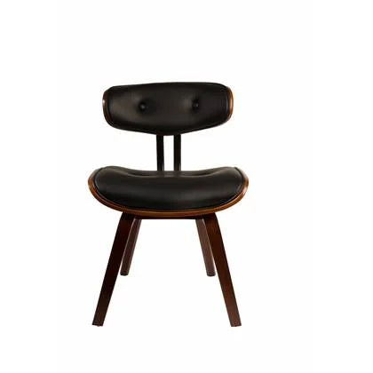 Dutchbone Blackwood Stoel - Donkerbruin Onderstel - Zwart Kunstleer