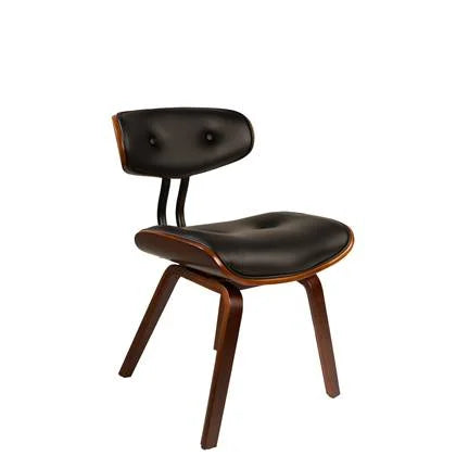 Dutchbone Blackwood Stoel - Donkerbruin Onderstel - Zwart Kunstleer