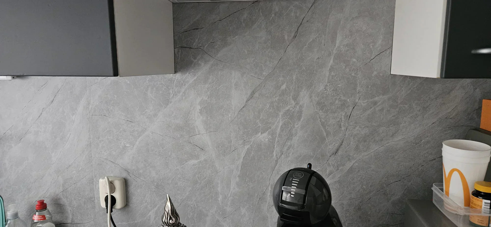 Panneaux muraux en PVC marbre - Carnico gris mat - 260x122cm